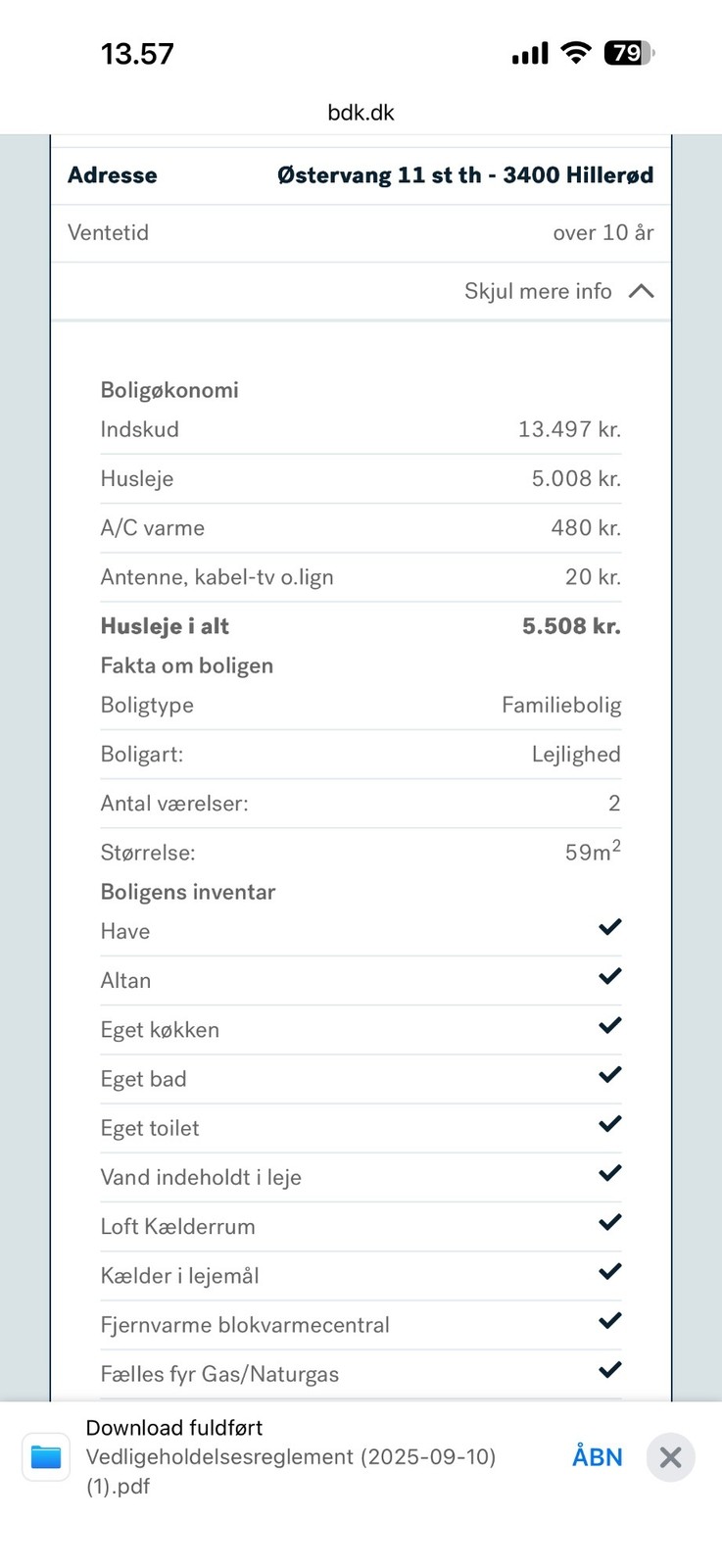 Billed 2 på Østervang 11 st th